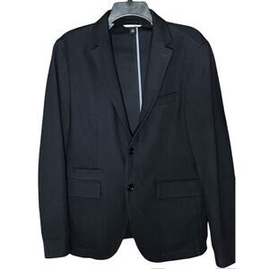 HUGO BOSS NAVY BLUE TEXTEXTURED TRAVELER COTTON STRETCH BLAZER JACKET 36 R SLIM